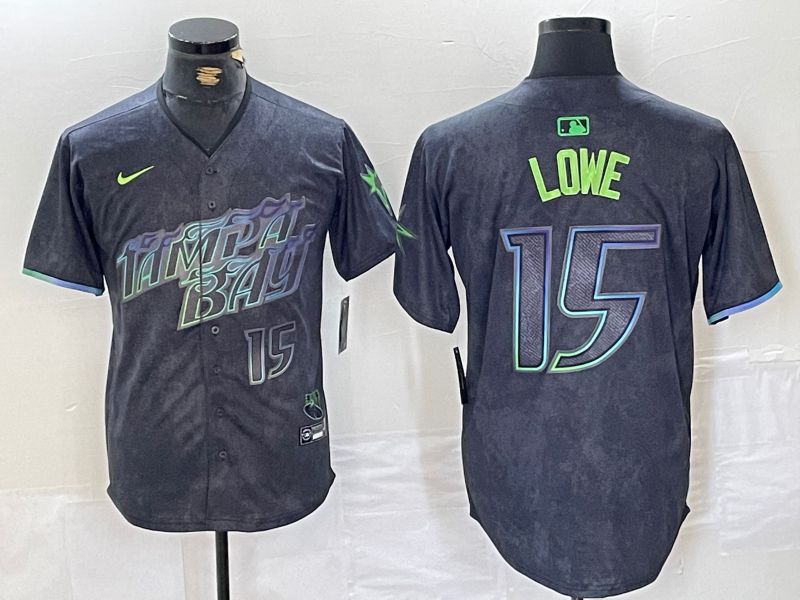 Men Tampa Bay Rays #15 Lowe Black City Edition Nike 2024 MLB Jersey style 4